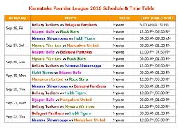 Learn New Things Karnataka Premier League 2016 Schedule