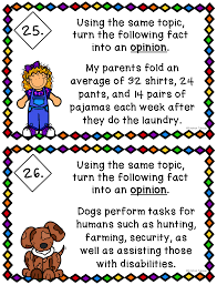 Fact And Opinion Task Cards And Printables