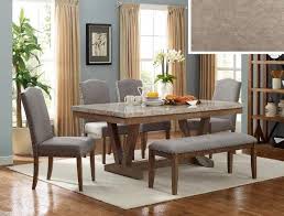 Vesper Brown Gray Marble Rectangular Dining Set Marble Top Dining Table Dining Table With Bench Dinning Table With Bench