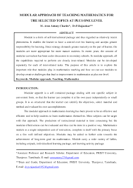 Flexible learning (fl) is a pedagogical approach allowing for flexibility of time, place, and audience, including but not solely focused on the use of technologies. Doc Modular Approach Of Teaching Mathematics For The Selected Topics At Plus One Level Antony Charles Academia Edu
