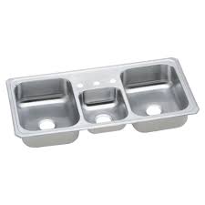 The template provided with each eluh sink provides. Elkay Gourmet Drop In 43 In X 22 In Brushed Satin Triple Bowl 3 Hole Kitchen Sink With Drainboard In The Kitchen Sinks Department At Lowes Com