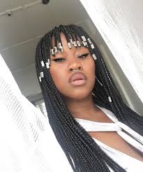 Braided Bangs Will Be All Over Your Timeline In 3 2 Box Braids Styling Braided Bangs Braid Styles