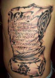 Scroll tattoo are stained in various design on leg. Scroll And Banner Tattoo Meanings Ideas And Pictures Tatring