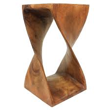 Saule Hocker Nachttisch Beistelltisch Rechteckig Gedreht Ca 25x25 Cm Breit 30 Cm Hoch Beistelltisch Holzfarben Hocker