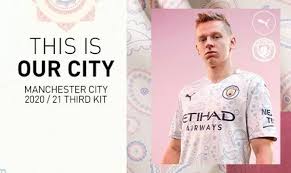 With white as the main color, this outfit features a bold and striking paisley graphic as the main element along the entire front of the shirt, which was crafted from the rose and the 3 rivers of the city of manchester that are they are present in the club's shield. Man City Drop Their Third Kit For 2020 21 All Football