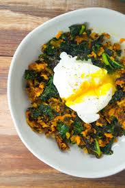 Sweet Potato Kale Hash With A Poached Egg For Breakfast Recipe Sweet Potato Kale Hash Sweet Potato Kale Healthy Eating Recipes