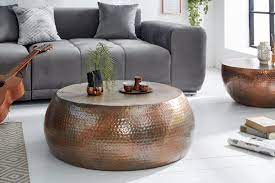 The mellow, soothing antique copper finish creates the effect of a time and travel. Orient Round Flamed Copper Coffee Table 80 Cm Artico Interiors