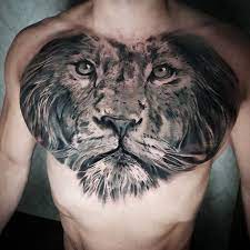 Lion Portrait On Chest Tattoo Chest Tattoo Portrait Design Tattoo Portfolio