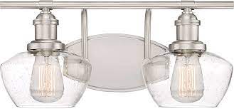 Solfart brushed nickel bathroom lighting fixtures over mirror modern glass shade vanity lights wall sconce(3 lights). Quoizel Stw8602bn Stillwater Modern Brushed Nickel 2 Light Bathroom Vanity Lighting Quo Stw8602bn
