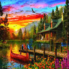 You can choose the jigsaws from the gallery of 48 pieces but you can also choose a level of difficulty with more or less pieces. Cabin Evening Sunset 1000 Piece Jigsaw Puzzle In 2021 Evening Sunset Scenery Jigsaw Puzzles