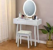 Amazon.com: CHARMAID Juego de tocador con espejo iluminado ...