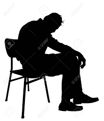A sad man sitting at the bar with a glass of juice vector flat design illustration. Lonely Old Man Sitting On Chair In Vector Silhouette Illustration Royalty Free Cliparts Vectors And Stock Illustration Image 128603191