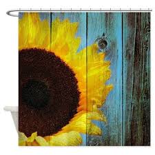 Rustic Sunflower Teal Wood Shower Curtain By Printcreekstudioinc Cafepress Rustic Shower Curtains Rustic Shower Bathroom Themes