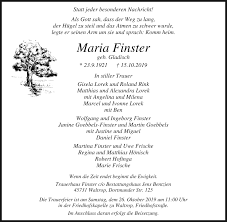 Traueranzeigen von Maria Finster