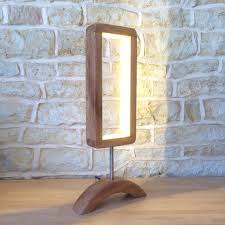 Hand Crafted Designer Table Lamp Wooden Desk Light Unusual Modern Minimalist Open Design Abstract Led Light Wooden Desk Lighting Wooden Table Lamps Handcrafted Lamp