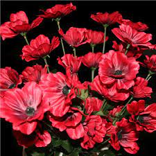Beautiful red artificial poppies flower arrangement with. Red Artificial Poppy Arrangement 45cm Silk Poppy Stems
