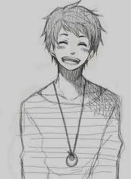 Smiling Boy Anime Face Black And White Sketch In 2020 Anime Boy Sketch Anime Drawings Boy Anime Sketch