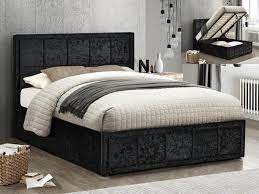 Hillsdale king size upholstered bed frame with wood slats platform headboard bed new. Birlea Hannover 5ft King Size Black Crushed Velvet Glitz Upholstered Fabric Ottoman Bed Frame