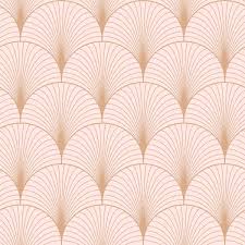 Overlapping tropical leaves drawn in contrasting artistic styles. Wallpaper Art Deco Motif Soft Pink And Rose Gold Non Woven Wallpaper Wallpaper Estahome