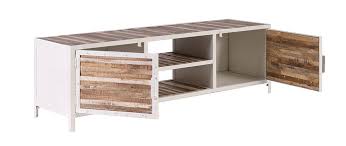 The property has garden views. Meuble Tv Bois Et Metal Blanc 150cm Rochelle Miliboo