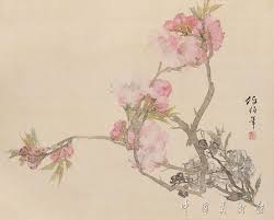 桃花 作者 任伯年 flower art flower painting japanese painting