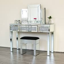 Diamond Crushed Dressing Table Sparkle Glass 1 Drawer Console Mirror Crystal Ebay Mirror Console Mirrored Furniture Glass Console Table