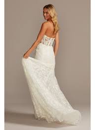 With a high neck, sleek silhouette and modern back, this slinky beaded gold dress is simply chic. Beaded Brocade Embellished Mermaid Wedding Dress Galina Signature Swg835