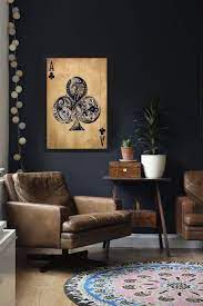 Framed Wall Art For Living Room Playing Card Paint On Wood Etsy Masculine Living Rooms Living Wall Decor Home Decor