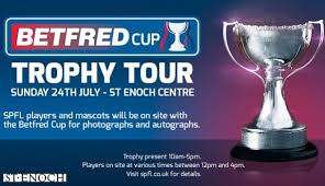 The trophy of j league cup (japan pro football league cup). Betfred Cup Trophy Tour St Enoch Centre Spfl