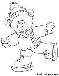 Printable Cute Bear On Ice Skates Coloring Page Printable Coloring Pages For Kids Coloring Pages Winter Bear Coloring Pages Christmas Coloring Pages