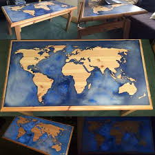 Glow In The Dark Epoxy And Pine World Map Coffee Table Resin Table Top Wood Table Design Epoxy Resin Table