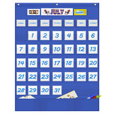 Eamay Classroom Monthly Calendar Pocket Chart With 43 Clear Pocket 3 Storage Pockets For Easy Wall Or Stand Chart