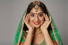 Cheerful Young Indian Woman with Bindi Stock Photo