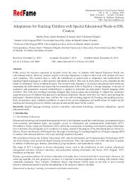 Detallado a nivel general de los juegos nacionales universitarios y politécnicos espol 2018, evento que se desarrollará de la siguiente manera: Pdf Adaptations For Teaching Children With Special Educational Needs In Esl Context