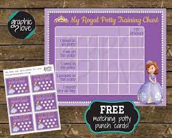 Sofia The First Potty Training Chart And Free Punch Cards Disney Jr Printable Instant Download Potty Training Chart Potty Chart Potty Training