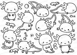 Do you want to learn how to draw? Premium Vector Clipart Kawaii Axolotl Outlines Cute Etsy In 2021 Cute Easy Drawings Axolotl Clip Art