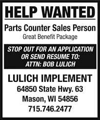 parts counter sales person, lulich