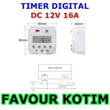 Small power relay 12v 12 volt dc operating coil 30a 30 amps spno push fit spades. Jual Timer 12v 12 Volt Dc 16a 16 Ampere Pengatur Waktu Saklar Relay Fvkotim Online Maret 2021 Blibli