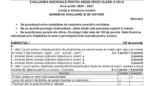 Tot in premiera, candidatii au primit subiectele sub. Baremul De Corectare Pentru Proba De RomanÄƒ De La Simularea EvaluÄƒrii NaÈ›ionale 2021 Edupedu Ro