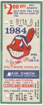 1984 Orioles At Indians Opening Day Cleveland Indians Tickets Indians Baseball Cleveland Indians Baseball