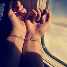 Little Wrist Matching Tattoos Saying Wanderlust On Wanderlust Tattoo Travel Tattoo Matching Tattoos