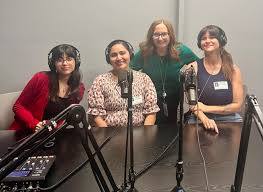 Coordinator of Visual and Performing Arts Barbara Anglin and PS  International Film Society Artistic Director Liliana Rodriguez and  Programming and Education Manager Jennifer Van Camp