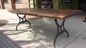 Expertly cut from a single slab, this table has a tabletop thickness of approximately 7cm (2.75″). Custom Old Cast Metal Legs Walnut Live Edge Top By Woodrich Custommade Com