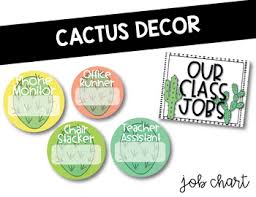 Cactus Decor Theme Editable Job Chart Job Chart