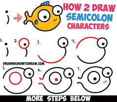Learn how to draw cute doraemon cartoon character with this tutorial. How To Draw Cute Cartoon Characters From Semicolons Easy Step By Step Drawing Tutorial For Kids How To Draw Step By Step Drawing Tutorials Simple Cartoon Drawing Tutorial Cartoon Tutorial