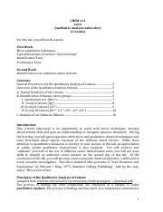 Lab 6 Procedure Qualitative Analysis Of Cations Chem 113