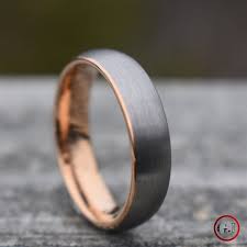 Tungsten Ring Brushed Silver With Rose Gold Comfort Fit Band Mens Ring Mens Wedding Band Mens Gold Wedding Band Rose Gold Mens Wedding Band Mens Wedding Bands Tungsten
