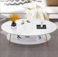 Shop exclusive offers · new items on sale daily Small 2 Tier Laminate White Grey Marble Like Finish Gold Metal Oval Coffee Table Furniture Home Living Furniture Tables Sets On Carousell