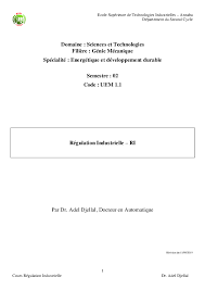 Check spelling or type a new query. Pdf Cours Regulation Industrielle Avec Exercices Corriges Adel Djellal Academia Edu