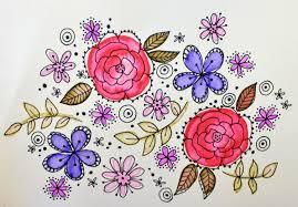Easy Diy Watercolor Retro Flowers Tombow Usa Blog Flower Drawing Flower Doodles Diy Watercolor
